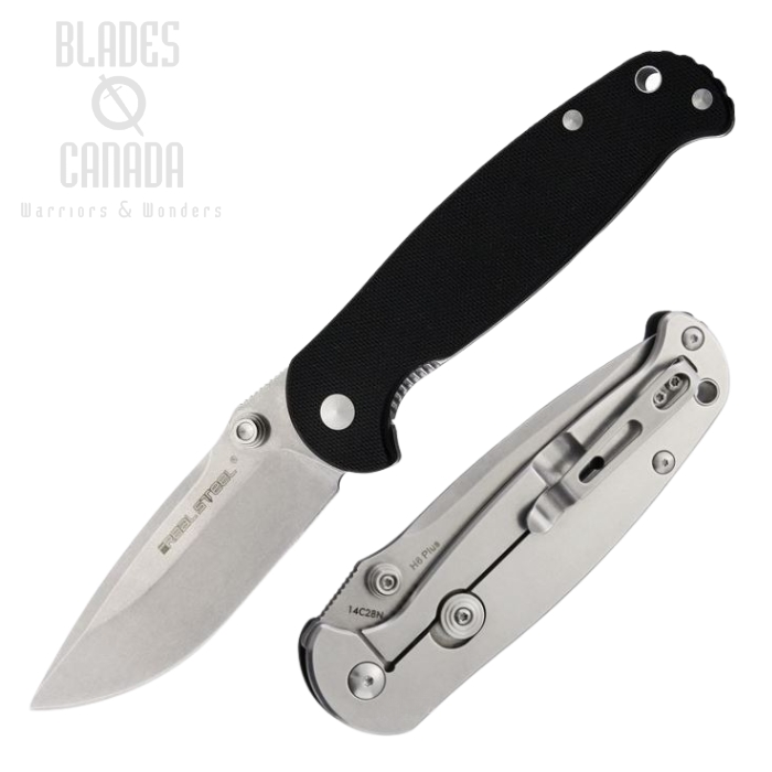Real Steel H6 Plus Model Folding Knife, 14C28N Satin, G10 Black, 7788